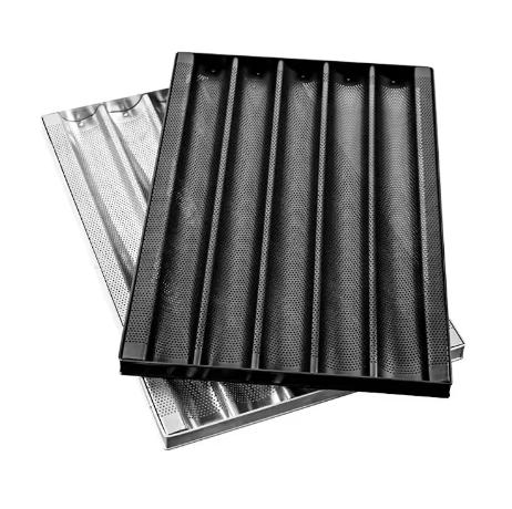 Bandeja antiadherente para baguette, bandeja antiadherente de aluminio para hornear baguettes, moldes para hornear pan francés