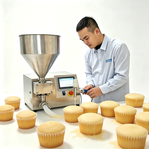 Tabletop Cake Filling Machine Automatic Cake Batter Depositor Cream Injector for Puff Croissant Cupcake Bakery Shop