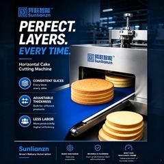 Máquina horizontal para cortar pasteles: Cómo las panaderías industriales mejoran la eficiencia en la producción de pasteles